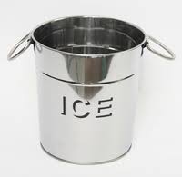 [439785] IJskoeler glanzend metaal met tekst "ICE". Klein. (Per stuk)