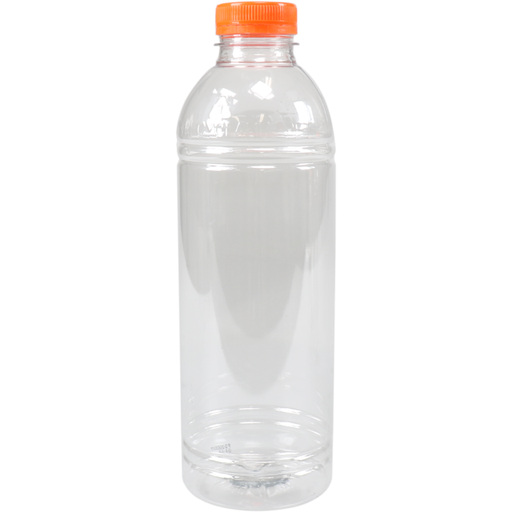 [449913] PET fles Rond/Transparant 1000ml incl. oranje dop (70st/doos)