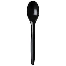 [457646] Plastic Lepel / spoon 175mm zwart deluxe kleinverp.  100st/pk