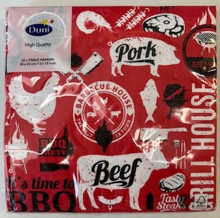 [182211] Napkins 3-ply 33x33cm Grill Time (20stuks/pak)