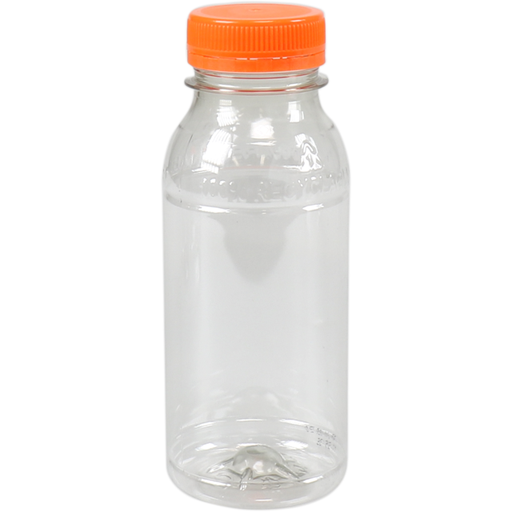 [4499091] PET fles Rond/Transparant 250ml incl. oranje dop (42st/doos)