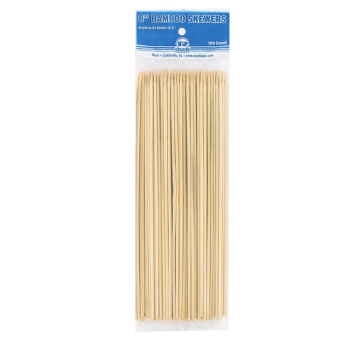 [R80811] Saté stokjes / Skewers Bamboe prikker 8" per pak@100 stuks