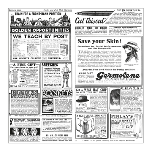 [186.30] Greaseproof Wrapping Paper "Newspaper/Krant" Times 31x31cm 30gsm (1000st/pak)