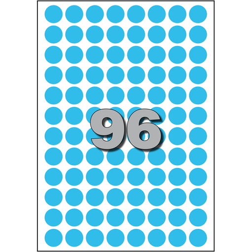 [542326] Zelfklevende papieren etiketten / map Blauw Rond dia=15mm (960stuks)