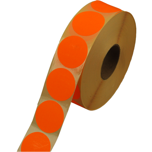 [546386] Etiket Oranje Fluor Rond 35mm Perm. (2000st/rol)