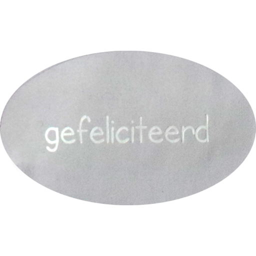 [548187] Etiket ovaal "Gefeliciteerd" Zilver (rol a 500st?