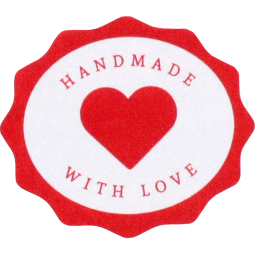 [548219] Lovly etiket rond "Handmade with Love" (500st/rol)