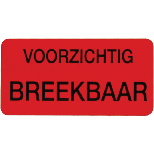 [549215] Etiket Fluoriserend Rood "Voorzichtig Breekbaar" / 40x20mm (Rol a 1000 stuks)