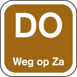 [549918] DON weg op 19x19mm Bruin wash-off (1000st/rol)