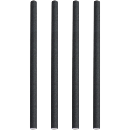 [600872] Cocktailrietje papier Zwart / Cocktail paper straw Black #600872  7x150mm (250st/pak)