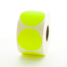[DL612L] Round Labels Fluorescent Yellow 1.5" (500pcs/roll)