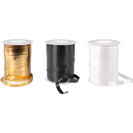 [711327] Krullint Lovly 10mm x 250mtr zwart/wit/goud (3 rollen/pak)