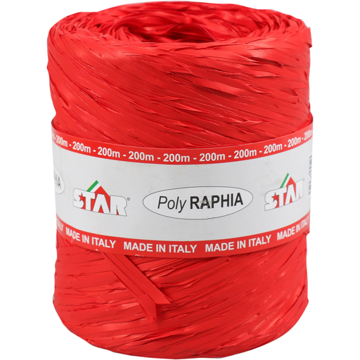 [713182] Raffia Poly 15mm x 200mtr Rood (per rol)