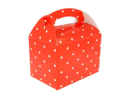 [802.63] Gable Box "Polka Dots" 17x16x10cm Red (50pcs/pc)