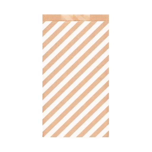 [803.25] Flat Bags Striped 19+8x35cm Gold/White Cellulose (250st/pak)