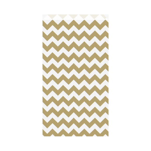 [803.28] Flat Bags Zig-zag 19+8x35cm Gold/White Cellulose (250st/pak)