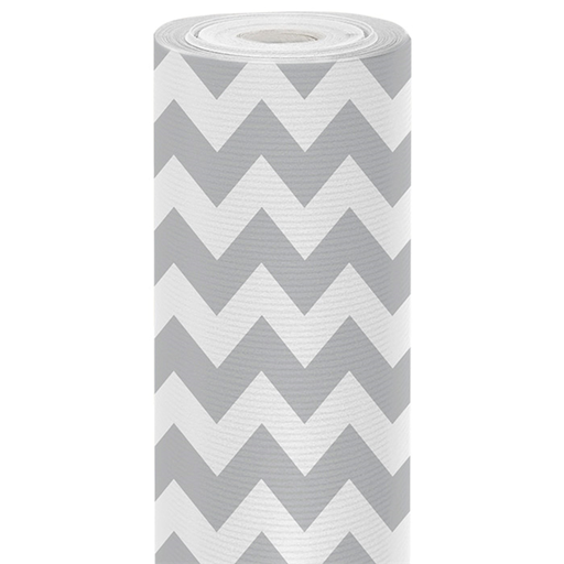 [803.64] Gift Paper / Cadeau papier 50m x 70cm Silver zig zag (per rol)