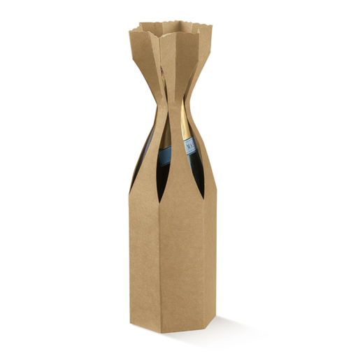 [804.35] Wijnflesdoos Natural kraft (1-fles) 9x33cm (Per stuk)