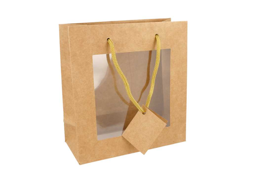 [804.60] Bags with window 18+8x19cm Natural Kraft (10st/pak)