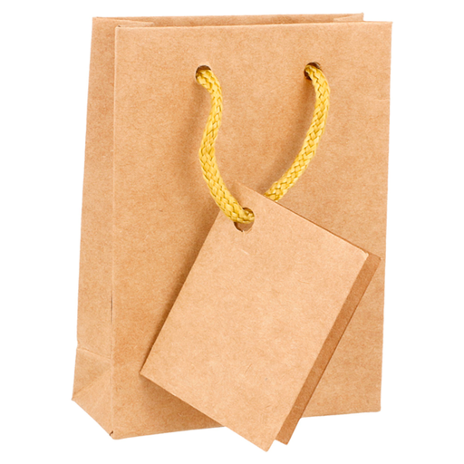 [804.62] Shopping Bags 8,3+3,3x10,8cm Natural Kraft (10st/pak)