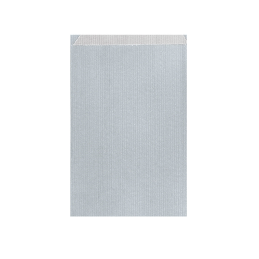 [807.84] Flat Bags 12+5x18cm Silver Kraft Ribbed (250st/pak)
