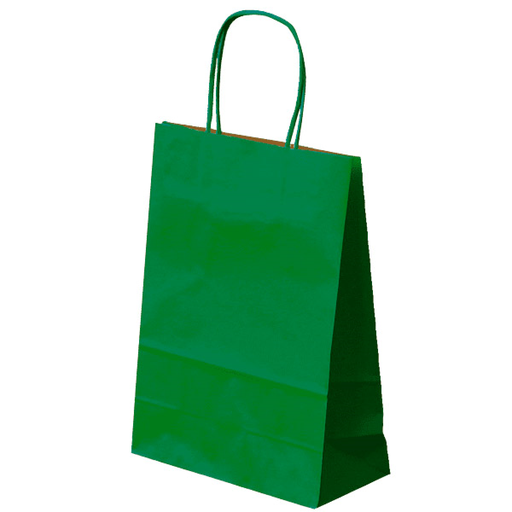 [142.13] SOS Bags with Handles 20+10x29cm Green Kraft (250st/doos)