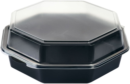 [149867] Duni Octaview with glass PS Black/Transparant 160x160x60mm (360st/doos)