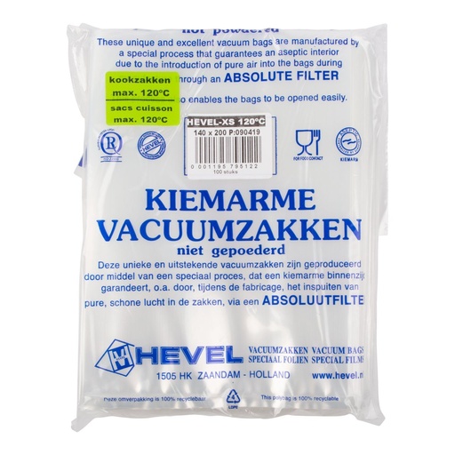 [160250] Vacuum Bags XXS Cooking bags 160x250mm Asceptic 1000/cs
