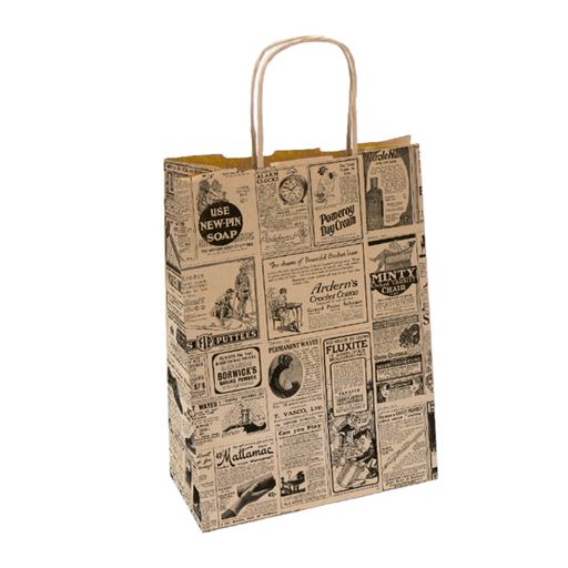 [214.38] SOS Bag / Papieren draagtas m/ handvat "TIMES" 26+14x32cm Brown Kraft (250/cs)