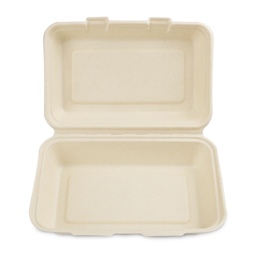 [TCA9x6B200] Bagasse (PFAS Free) Hoagie Clamshells 9x6x3" (1-vaks) 200st/doos
