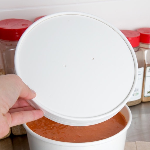 [60064] White paper Lid (non-vented) for 64oz " street side " foodcontainer (250st/doos)