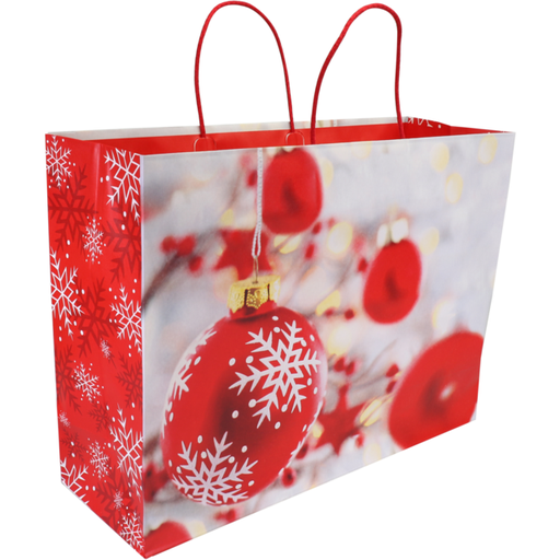 [773302] Papieren Draagtas "Christmas Ball" 45+15x33+6cm (50st/pak)