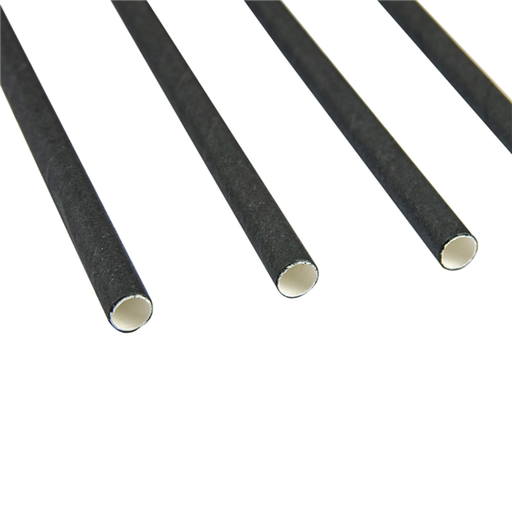 [7756BLK] Paper straw / Papieren rietje Black / Zwart 7.75" (20cm) unwrapped 20x250st