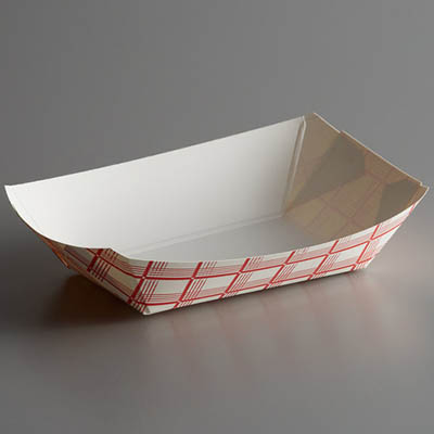 [8152] Paper Food Tray 2 lb Red Check 4x250st/ds