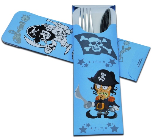 [KSK-BOYS] NAPTIDI CUTLERY SLEEVE - CHILDREN (BOYS) >Kid Surprise Kit< 200x85mm with 33x33cm, 2-ply white napkin 600pcs/cs