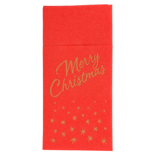 [189.89] Airlaid Napkins Kangaroo "Merry Christmas" 40x40cm 1/8-fold Red (700st/doos)