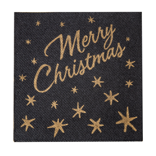 [801.051] Double Point Napkins Ecolabel "Merry Christmas" 20x20cm Black Tissue 100pcs/pk
