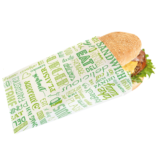 [229.29] Hamburger Bags Parole Green 12+7x18cm Greaseproof Parch (500st/pak)