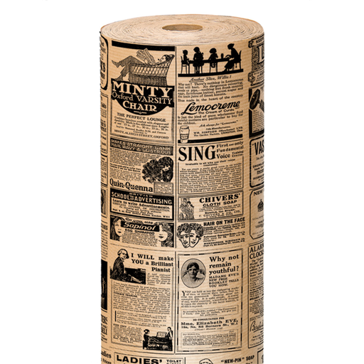 [806.29] Gift Paper 'Times' 70cm x 100mtr Kraft Ribbed (per rol)