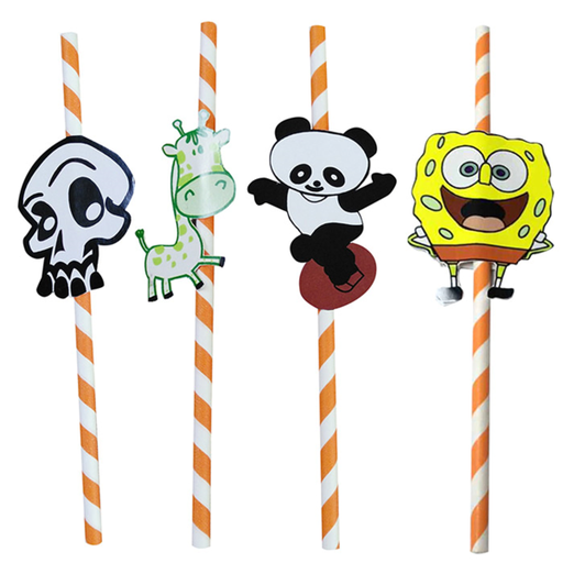 [205.47] Paper straws "Panda & Cia" 0,60 x 24 cm Assorted (100st/pak)