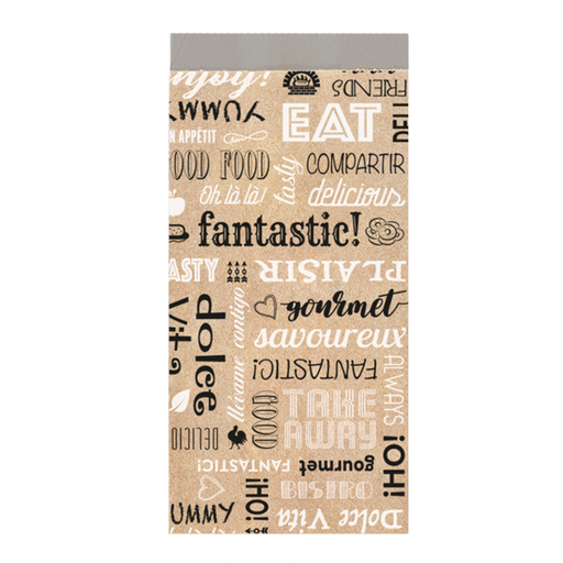 [265.91] Greaseproof Bags for Sandwiches "Parole" 12+4x26cm Brown Kraft + Aluminium (500st/pak)