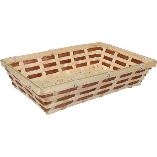 [436732] Mand rechthoekig 34x24x8cm Naturel/Bruin Bamboe (per stuk)