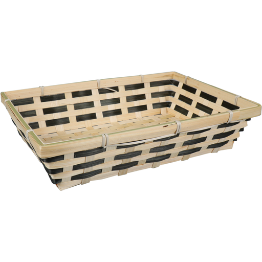 [436730] Mand rechthoekig 34x24x8cm Naturel/Zwart Bamboe (per stuk)