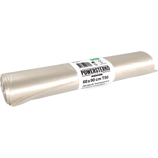 [180202600] Powersterko Recycle Afvalzak Transparant T50 60x90cm (20 zakken/rol)