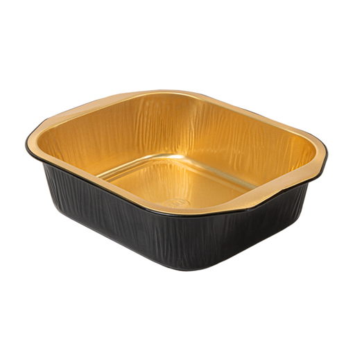 [267.81] Containers Black/Gold Aluminium 15,7x12,4x4cm (50st/pak) - Lid is: 267.88