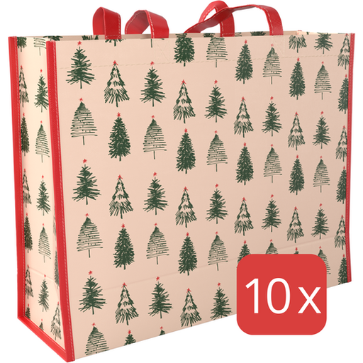 [773211] PP Non-Woven Shopper Kerstmis/Kersboompjes 45x15x36cm (per stuk)