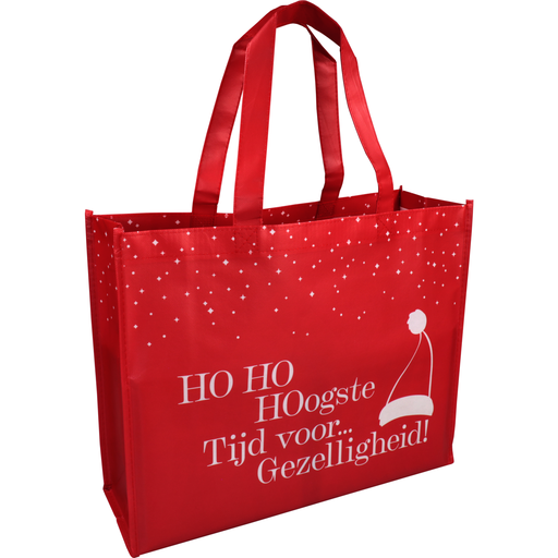 [773209] PP Non-Woven Shopper Kerstmis Rood/Wit 45x15x36cm (per stuk)