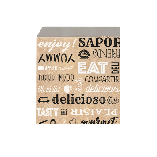 [270.42] 2 sides open greaseproof paper Aluminium Brown Kraft "Parole" 16x16,5cm (500st/pak)