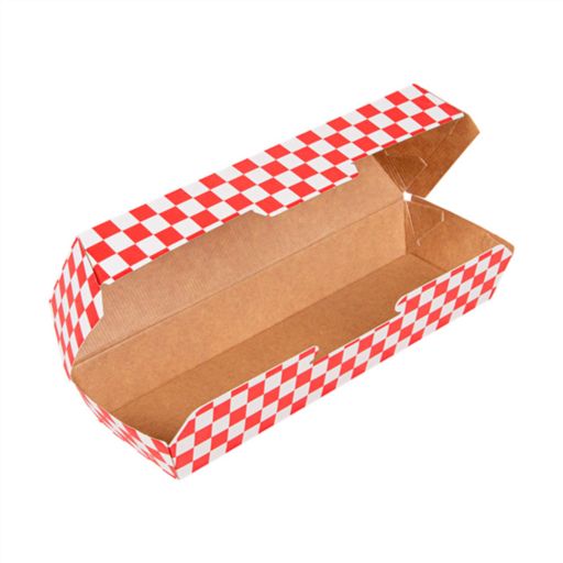 [274.04] Hot Dog boxes "Fitipaldi" 23,2x9x6,3cm Red/Natural Cardboard (50st/pak)