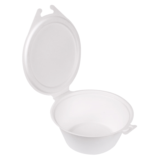 [254.18] Containers with Hinged Lid "Bionic" 1300ml 20x13,5x8cm White Bagasse (50st/pak)